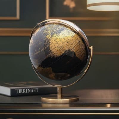 Iron & Glory World Tour Desk Globe (Black & Gold)