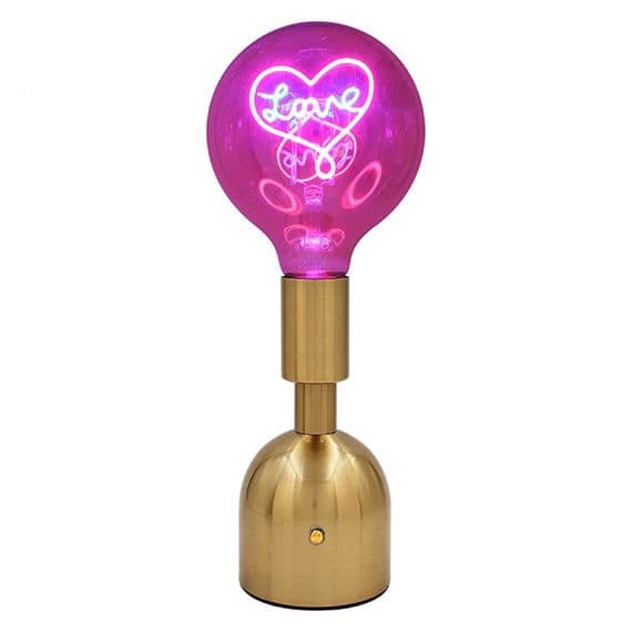 Love Retro Neon Brass Lamp