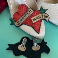 Personalised Heart Tattoo Banner Shoe Clips (Hand-Made to Order)