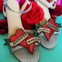 Personalised Heart Tattoo Banner Shoe Clips (Hand-Made to Order)