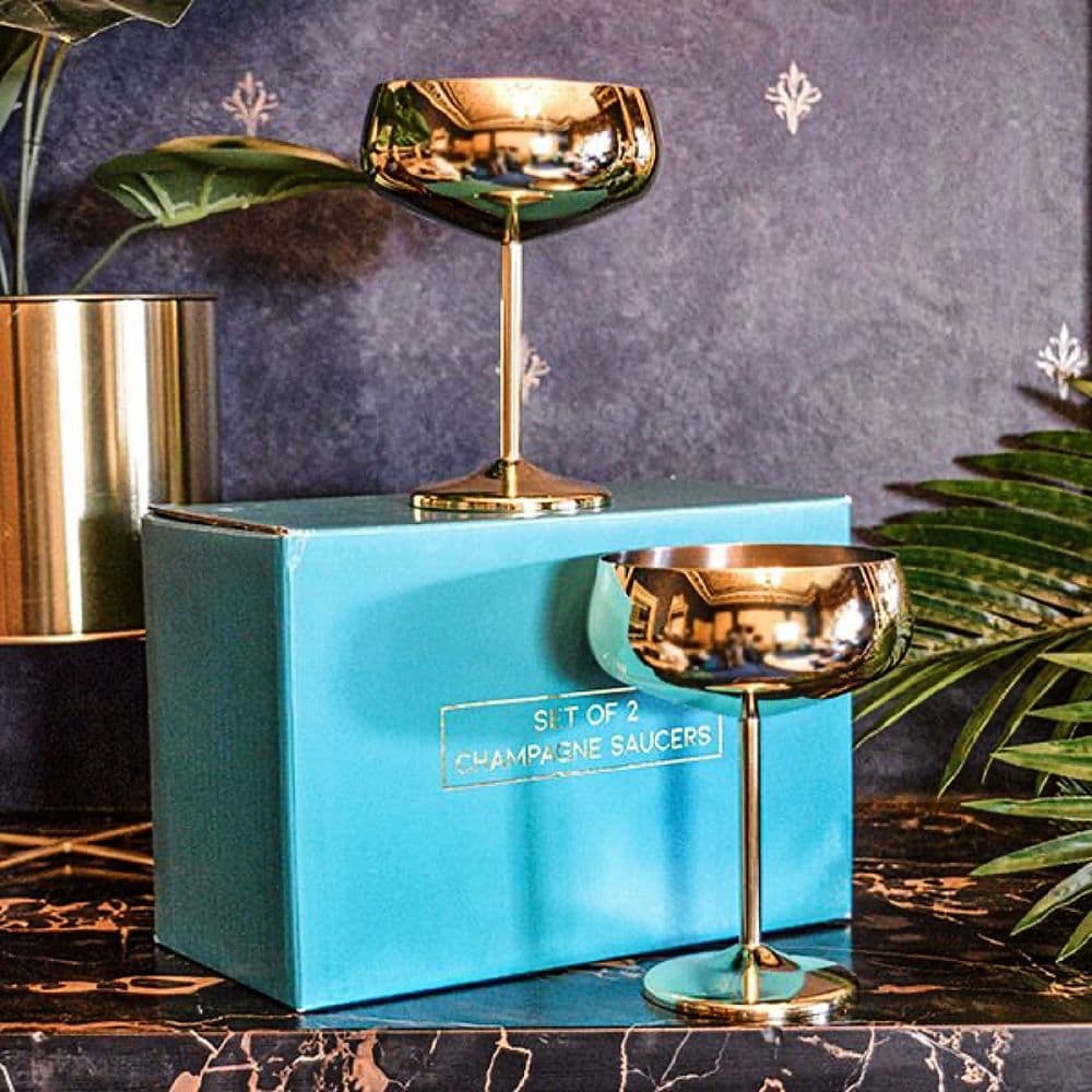 Set of 2 Gold Champagne Saucers