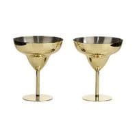 Set of 2 Gold Margarita Glasses in Gift Box