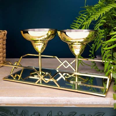 Set of 2 Gold Margarita Glasses in Gift Box