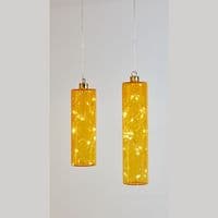 Set of 2 Hanging Glass Cylinder Lights