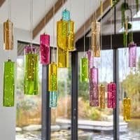 Set of 2 Hanging Glass Cylinder Lights