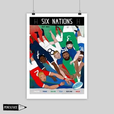 Six Nations Rugby Illustration Print