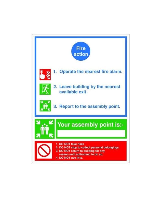 Fire Action Sign - Fire Action Notice - Fire Instruction Sign - Fire Point Sign