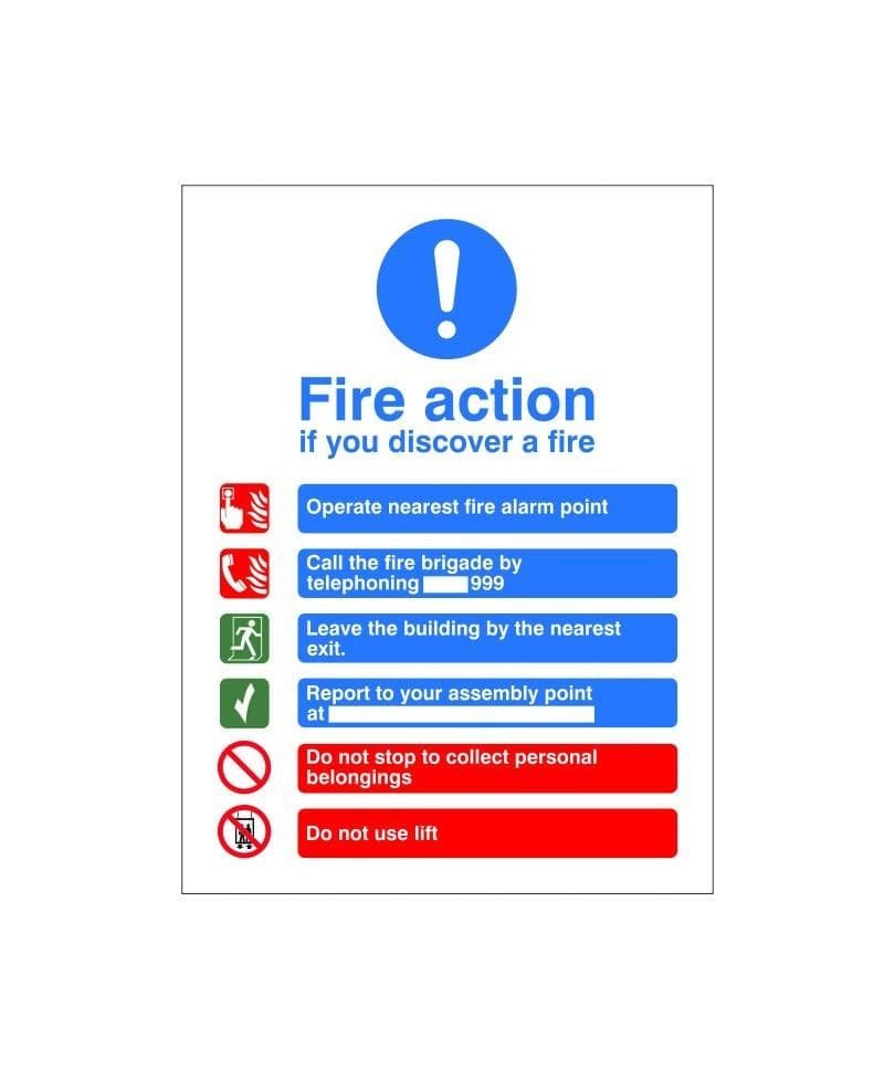 Fire Action Sign - Fire Action Notice - Fire Instruction Sign - Fire ...