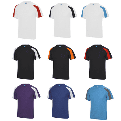 10 contrast t-shirts with front logo