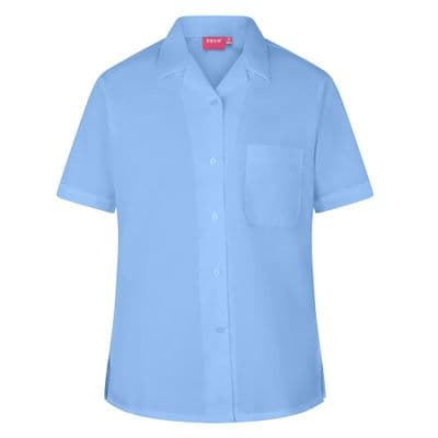 Blue Short Sleeve Revere Collar Blouse - Twin Pack