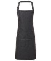 Jeans stitch bib apron with front logo
