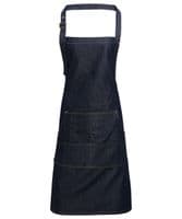 Jeans stitch bib apron with front logo