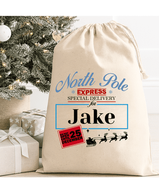 North pole christmas sack personalised