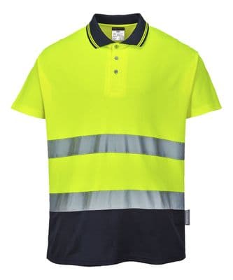 Two-tone cotton Comfort polo with front logo