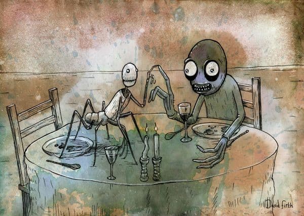 Salad Fingers Dinner Party A4 Print