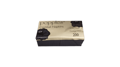 2 Ply Black Cocktail Napkin 200/pack