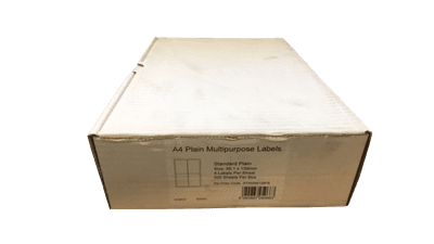 A4 Label Sheet - 4 per sheet 99 x 139mm 100 sheets/pack