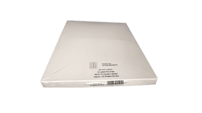 A4 Label Sheet - 40 per sheet  46mm x 25mm 100 sheets/pack