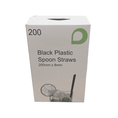 Black Plastic Spoon Straw 200/box