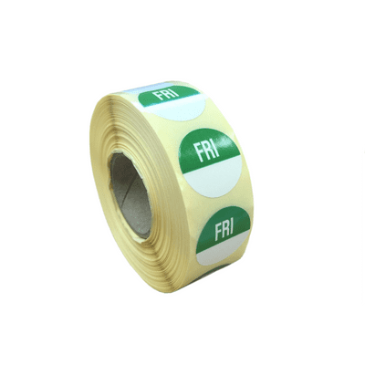 Day Date Label 'Friday' Round 19mm - Roll of 1000