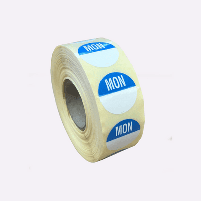Day Date Label 'Monday' 19mm Round - Roll of 1000