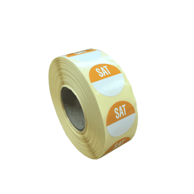 Day Date Label 'Saturday' 19mm Round - Roll of 1000