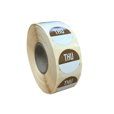 Day Date Label 'Thursday' 19mm Round - Roll of 1000