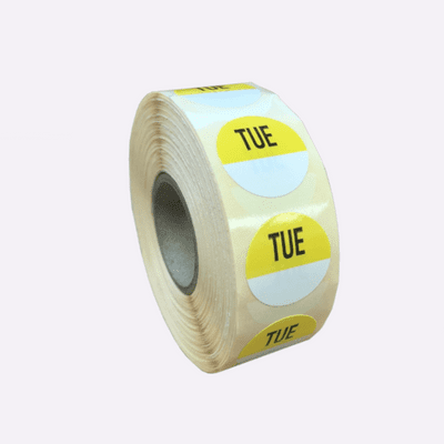 Day Date Label 'Tuesday' 19mm Round - Roll of 1000