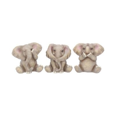 3 Wise Baby Elephants See Hear Speak No Evil Figurines