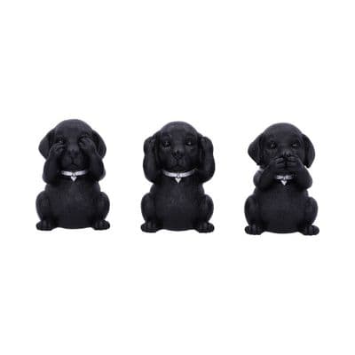 3 Wise Black Labradors See Hear Speak No Evil Figurines