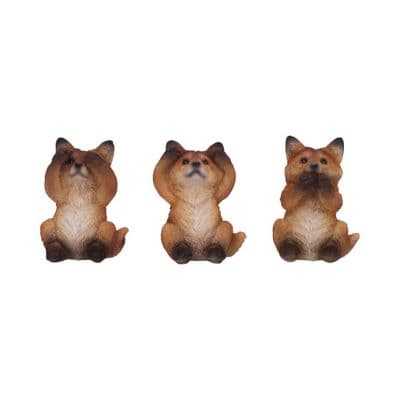 3 Wise Brown Foxes See Hear Speak No Evil Figurines