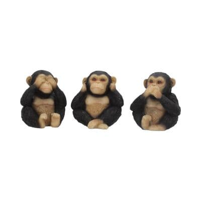 3 Wise Chimps See Hear Speak No Evil Figurines