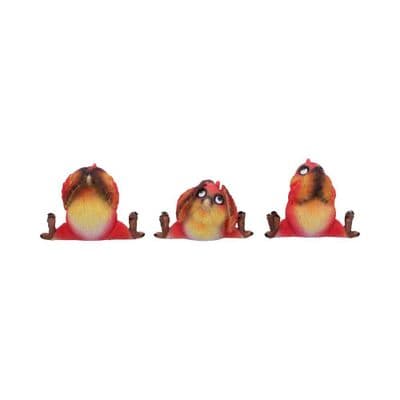 3 Wise Comical Birds See Hear Speak No Evil Figurines