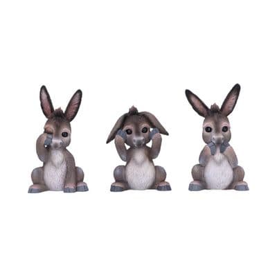 3 Wise Donkeys See Hear Speak No Evil Figurines