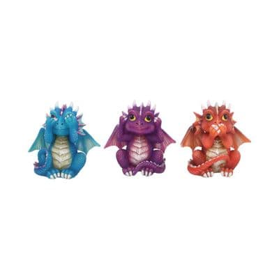 3 Wise Dragonlings See Hear Speak No Evil Figurines