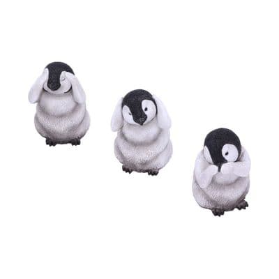 3 Wise Emperor Penguins See Hear Speak No Evil Figurines