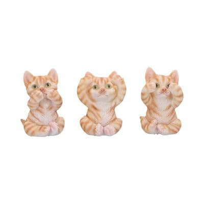 3 Wise Ginger Cats See Hear Speak No Evil Figurines