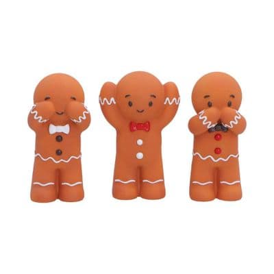 3 Wise Gingerbread Men See Hear Speak No Evil Figurines