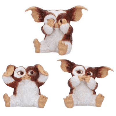 3 Wise Gremlins Gizmo's See Hear Speak No Evil Figurines