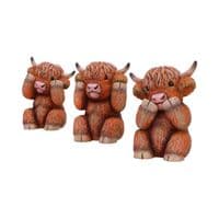 Three Wise Highland Cows Ornaments | Nemesis Now Shop Deal Kent
