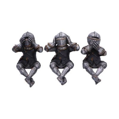 3 Wise Medieval Knights See Speak Hear No Evil Shelf Sitters
