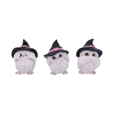 3 Wise Owl Feathered See Hear Speak No Evil Figurines