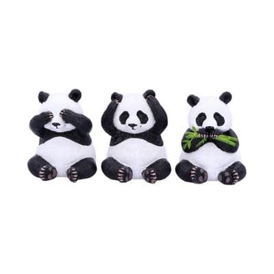 3 Wise Panda Bears See Hear Speak No Evil Figurines