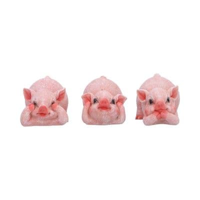3 Wise Playful Pigs See Hear Speak No Evil Figurines