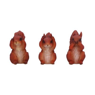 3 Wise Red Squirrels See Hear Speak No Evil Figurines