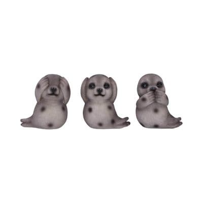 3 Wise Seals See Hear Speak No Evil Figurines