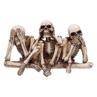 3 Wise Skeleton Corpses See Hear Speak No Evil Shelf Sitters