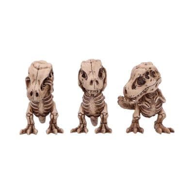 3 Wise T Rex Skeletons See Hear Speak No Evil Dinosaur Figurines