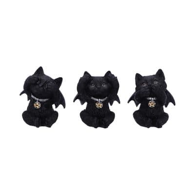 3 Wise Vampuss Vampire Cats See Hear Speak No Evil Figurines