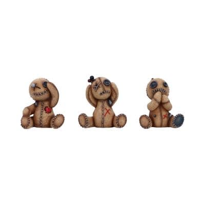 3 Wise Voodoo Dolls See Hear Speak No Evil Figurines